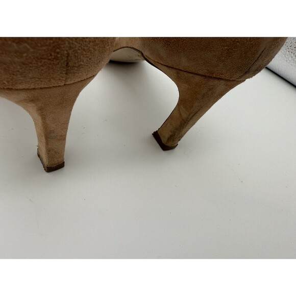 Stuart Weitzman Ankle Strap Sandals Women 9.5 Beige Open Toe Kitten Heel Wedding - Picture 7 of 8